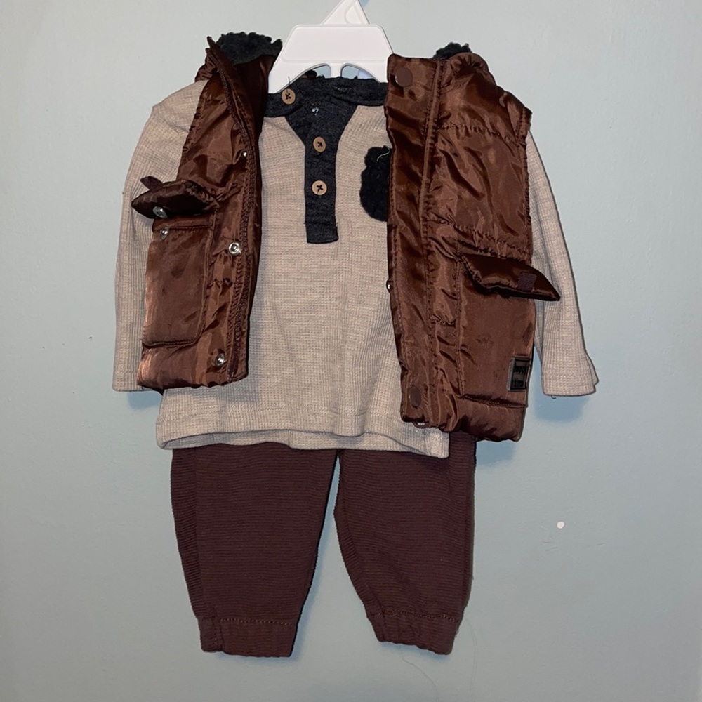Boys brown vest set